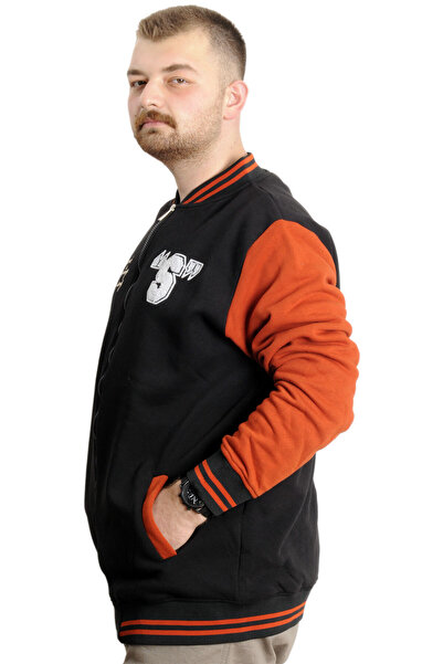 ModeXL Mode XL Ανδρικό κολεγιακό παλτό με στάμπα 23631 Μαύρο