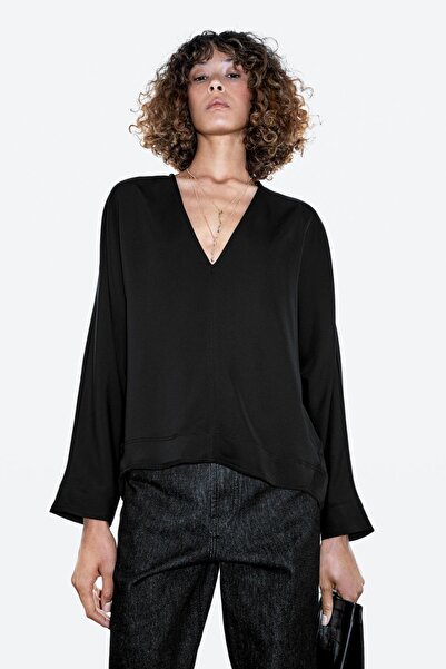 Massimo Dutti V yaka dökümlü bluz