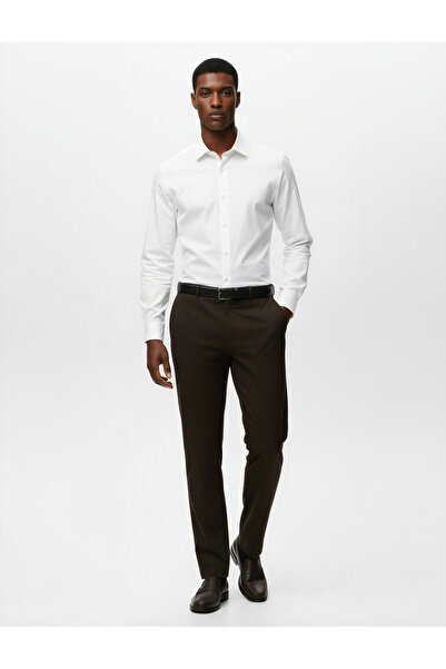 Koton Viscose Blended Pocket Detailed Pique Fabric Buttoned Trousers