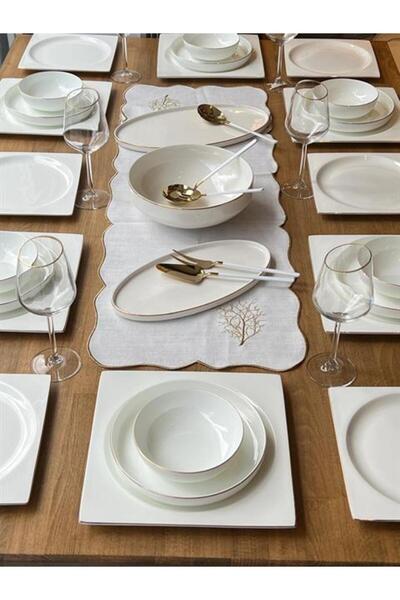 ROSSEV Yemek Takımı Modern Kare 39 Parça 6 Kişilik