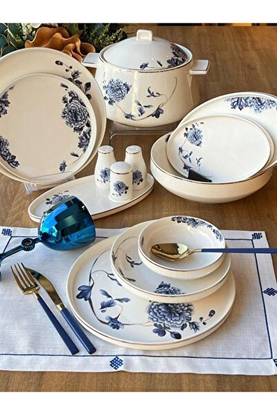 ROSSEV Yemek Takımı Blue Blanch 60 parça 12 kişilik
