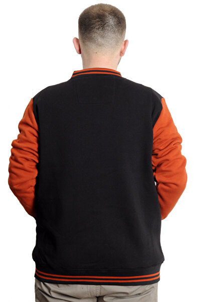 ModeXL Mode XL Ανδρικό κολεγιακό παλτό με στάμπα 23631 Μαύρο