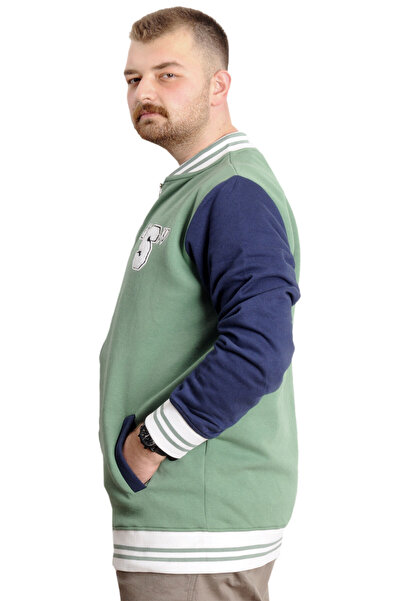 ModeXL Mode XL Ανδρικό κολεγιακό παλτό με στάμπα 23631 Çağla