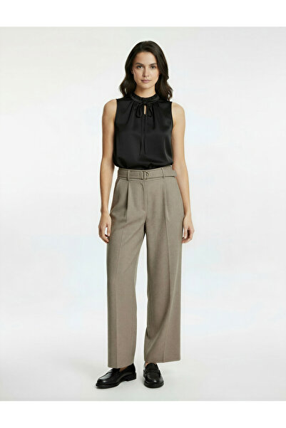 Koton talie înaltă Curea din amestec de viscoză cu buzunar detaliat pantaloni...