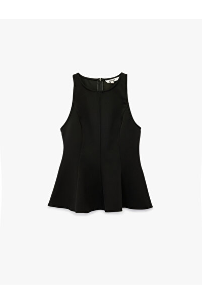 Koton Slim Fit Sleeveless Crew Neck Peplum Blouse