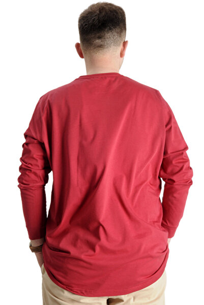 ModeXL Mode XL Large Size Men's T-shirt Long Sleeve with Cuffs 20103 Claret Red