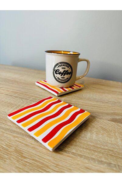Gamy Crafts Galatasaray Set of 2 Coasters - Yellow Red and Fan