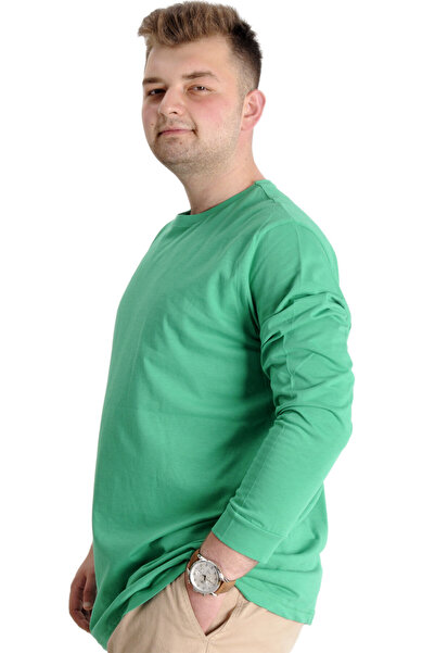 ModeXL Mode XL Large Size Men's T-shirt Long Sleeve with Cuffs 20103 Green