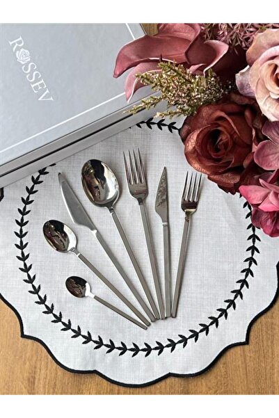 ROSSEV Carre Silver 42 Parça Çatal Bıçak Kaşık Takımı ÇKB