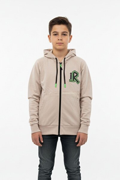 NEWKİDS Φούτερ για αγόρια με κουκούλα, φερμουάρ, πλαϊνές τσέπες, εμπριμέ, 100% βαμβάκι, 2 κλωστές, εποχιακό