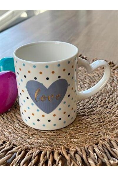 ROSSEV White Porcelain Mug with Polka Dot Detail