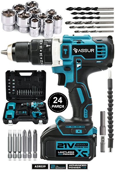 ASSUR 18v Metal Şanzıman Çift Akülü Şarjlı Darbeli Matkap