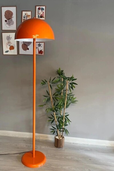 Bamyum Dimmerli Işığı Ayarlanabilen Işığı Artırılıp Azaltılabilen Turuncu Metal Lambader