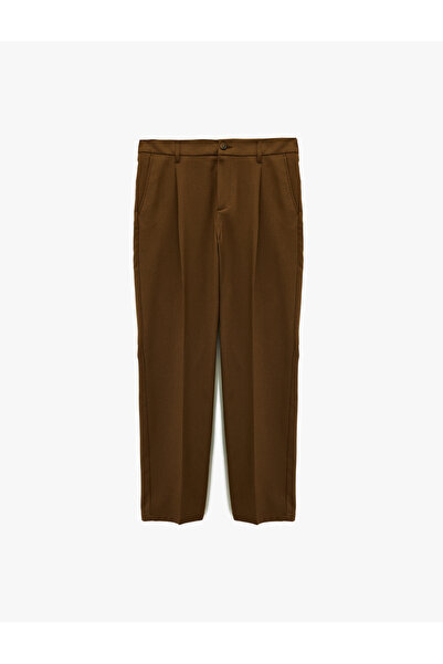 Koton Comfortable Fit Viscose Blend Pocketed Pleated Fabric Pants