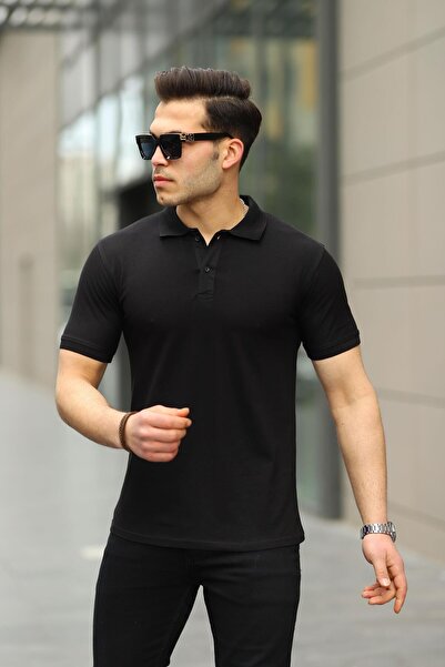 comstar Muška majica kratkih rukava za leto Osnovni crna polo majica