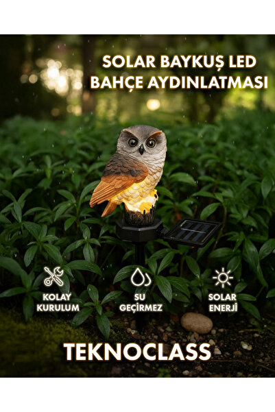Canderel Baykuş Solar Güneş Enerjili Led Işık Bahçe Teras Balkon Ağaç Lambası...