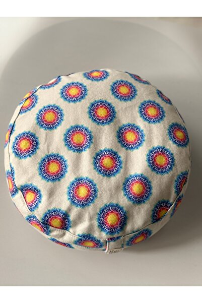 SUNYOGA Подушка для медитації Zafu з наповнювачем з чорного гречаного зерна, багатоколірний мандала-візерунок