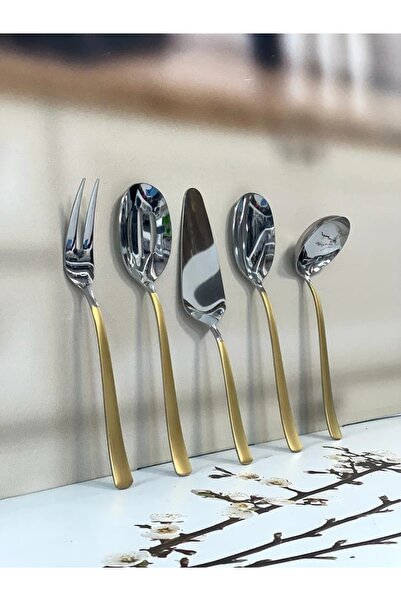 sahanehome Şahane Home طقم صلصة ميرا ماتي ذهبي-فضي مكون من 5 قطع