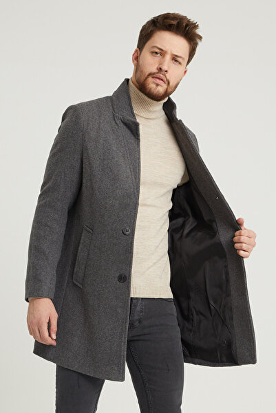 MODAMESTO Ανδρικό γιακά παλτό Anthracite Slim Fit Stand