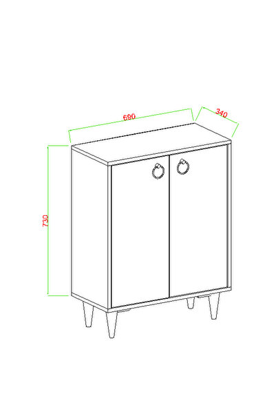 AYMOBSAN Artemis 4 Raflı 2 Kapaklı Ayakkabılık Atlantik Çam