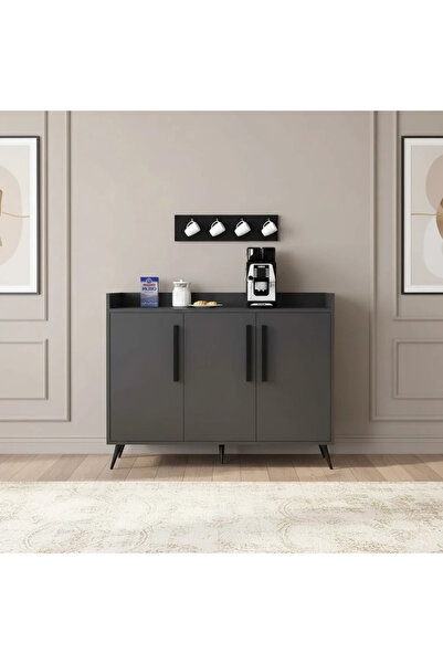 Stylish Home Black and gray coffee corner unit including wall shelf - RC07