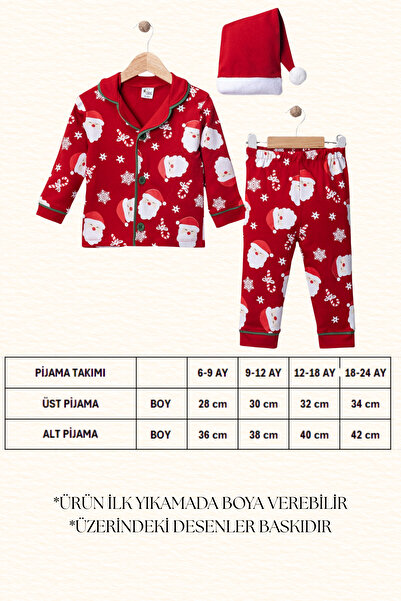 minilovebaby New Year Baby Pajamas Set Santa Claus Printed Red 100% Cotton with Santa Claus Hat