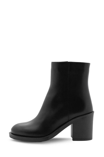 Vario Hakiki Deri Fermuarlı Kauçuk Taban Bot Z285 ANALIN SIYAH C17