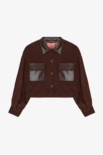 Quzu Leather Trimmed Velvet Jacket Brown