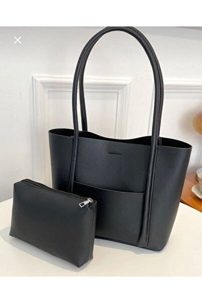 LEATHEROO Geantă de umăr neagră pentru femei cu compartiment suplimentar