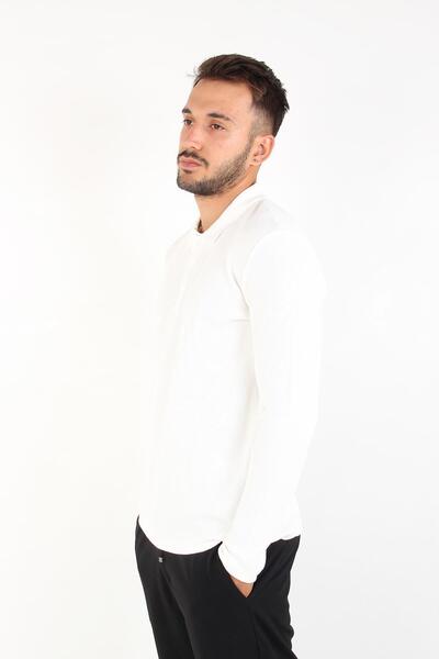 Mckanzie 5708 Model Polo Collar Waffle Textured Sweatshirt - Two Buttons