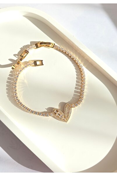 MİLUNXTE Heart Zircon Stone Gold Waterway Bracelet – Stone Steel Bracelet – Z...