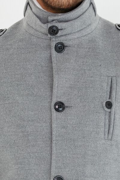 Mero Life Pánský světle šedý kabát Slim Fit s dlouhým lemem