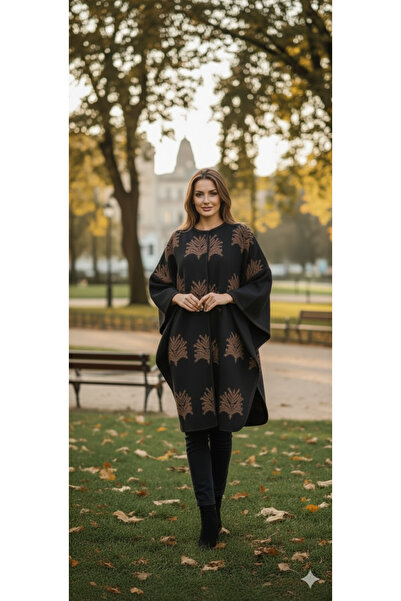 Clarity Düğme Detay Kaşmir Angora Panço