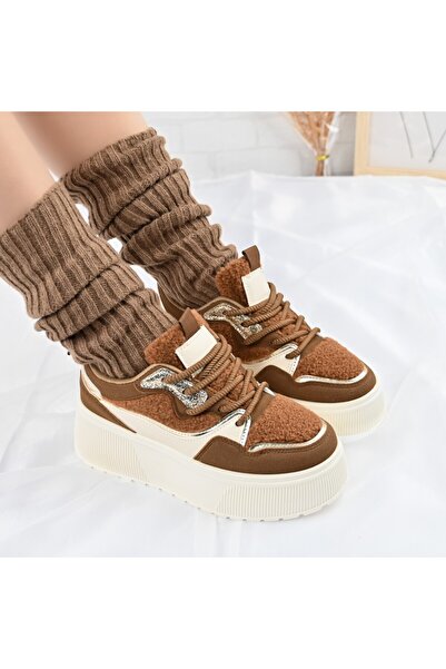 Tmall Pantofi Sport De Dama,Cu Platforma,Din piele ecologica intoarsa,D1409,Maro