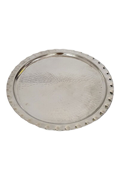 OEM Tavă rotundă din cupru alb, lucrată manual, diametru 34 cm CTR45