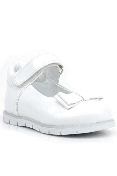 Rakerplus Baby Girl Patent Leather Ballerinas - White Bow Detail