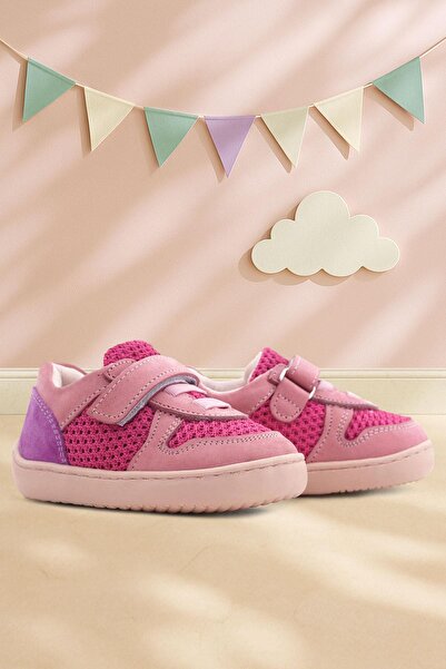 Rakerplus Bob Genuine Leather Pink Purple Barefoot Velcro Elastic Baby Sneaker Shoes