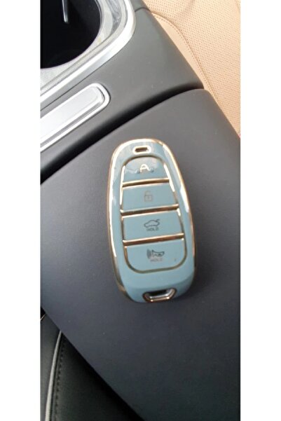 OEM 3-4 Button Key Case for Hyundai Santa Fe Tucson 2020-2022 NEXO NX4 Solaris Sonata Hybrid Gray