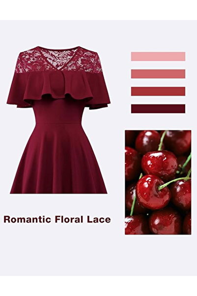 OEM Long sleeveless dress with burgundy lace L