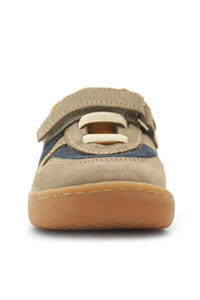 Rakerplus Bob Genuine Leather Sand Color Barefoot Velcro Elastic Baby Sneaker Shoes