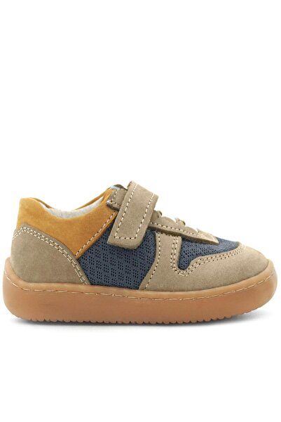 Rakerplus Bob Genuine Leather Sand Color Barefoot Velcro Elastic Baby Sneaker Shoes