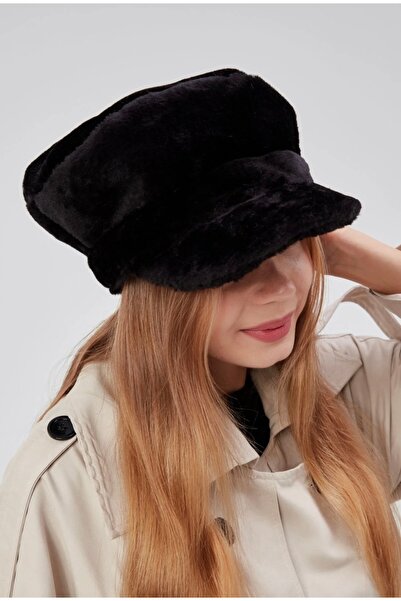 kuru قبعة كابتن نسائية طويلة من القطيفة - مطاطية من الخلف، ناعمة الملمس، شتوية