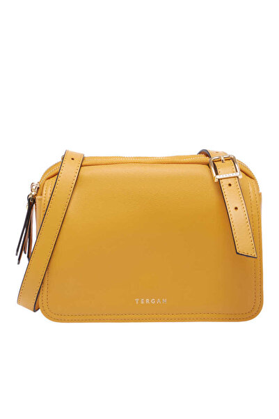 Tergan Sarı Hakiki Deri Kadın Çapraz Askılı Çanta - S23K1BC80167-E96