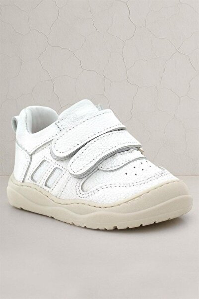 Rakerplus Schaggy Genuine Leather White Velcro Baby Sneakers