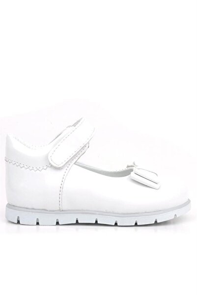 Rakerplus Baby Girl Patent Leather Ballerinas - White Bow Detail