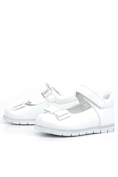 Rakerplus Baby Girl Patent Leather Ballerinas - White Bow Detail