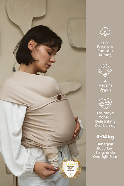 ilays beauty Premium Birinci Sınıf Pamuklu Esnek Wrap Sling Sütlü Kahve (BABYWEARİNGE ÖZEL ÜRETİM KUMAŞ)