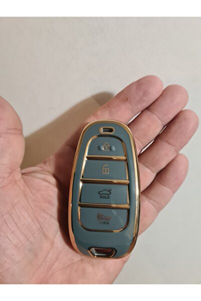 OEM 3-4 Button Key Case for Hyundai Santa Fe Tucson 2020-2022 NEXO NX4 Solaris Sonata Hybrid Gray
