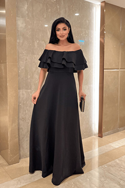 giyimmasalı Rochie cu volan - Negru