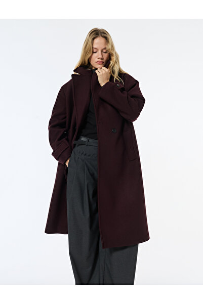 Koton Oversized Coat Cashmere Long Sleeve Pocketed Buttoned Double-Breasted